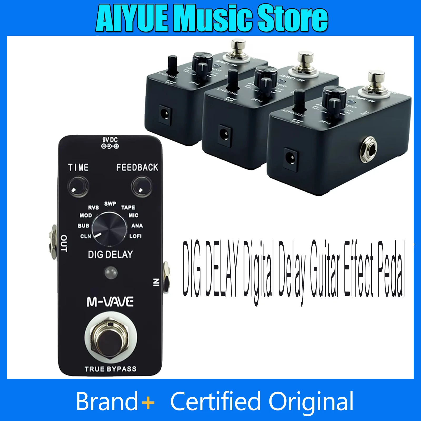 

M-VAVE DIG DELAY Digital Delay Guitar Effect Pedal with 9 Delay Effects True Bypass Full Metal Shell Electric Guitar Accessories