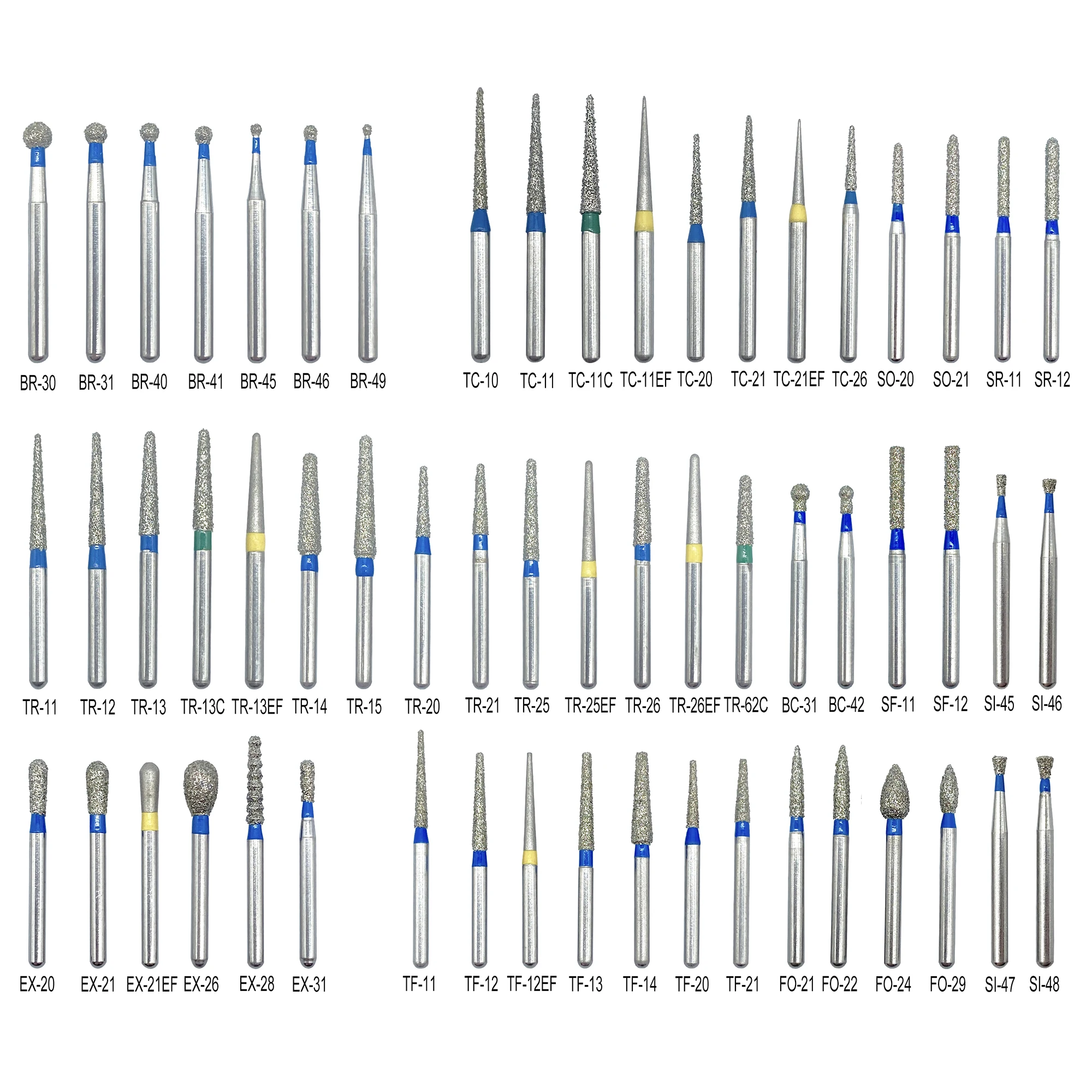 WELLCK 10Pcs/pack Dental Diamond Burs FG 1.6mm for High Speed Handpiece