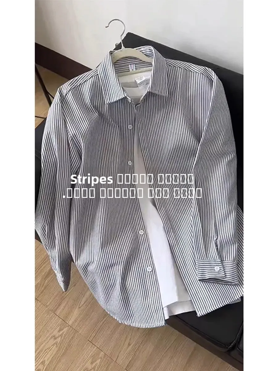 

Синий полосатый длинный свитер в американском ретро-стиле, повседневная внутренняя одежда для мальчиков, весенний сезон, хлопковый свитер