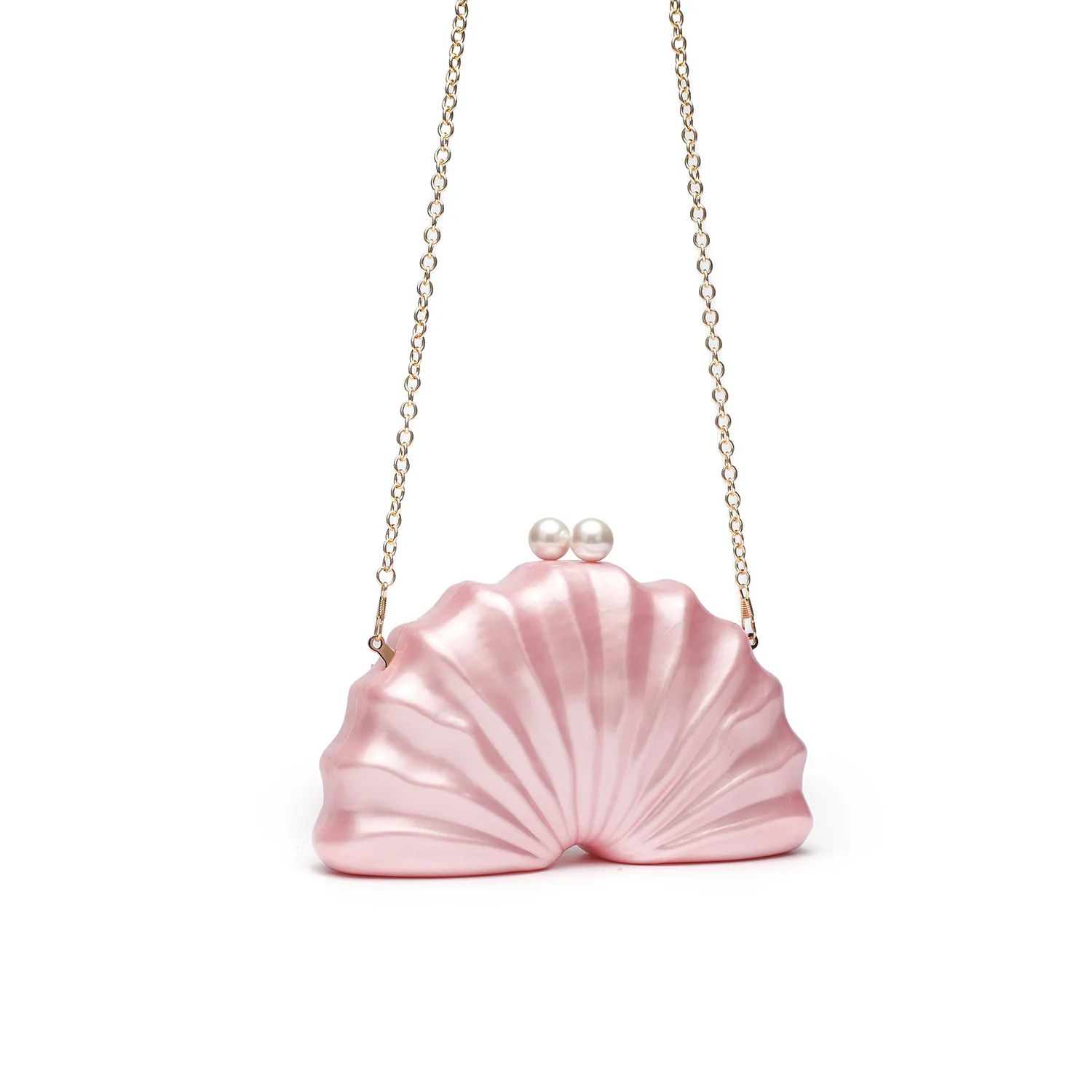 

Designer Acrylic Shell Clutch Bag Women Evening Party Purse White Pink Champagne Handbag Chain Shoulder Bag Fashion Sac