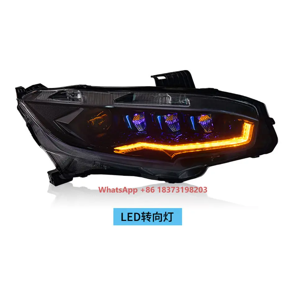 

Оптовая продажа, заводская модифицированная передняя фара автомобиля, светодиодная фара 2016-2021 для Honda Civic 10-го поколения