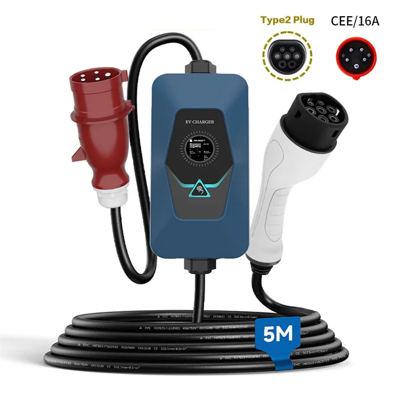 

Cee Plug Socket 7kw 11kw Electric Vehicle Portable AC Electric Vehicle Fast Charger Type 2 Portable Charging Station