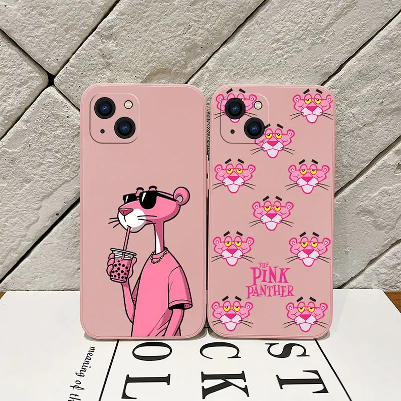 Cartoon Handy hülle für iPhone 16 15 14 13 12 11 Pro Max Mini x xr xsmax 8 7 6s plus weiches Silikon mit Hands ch laufe Pinks Panther