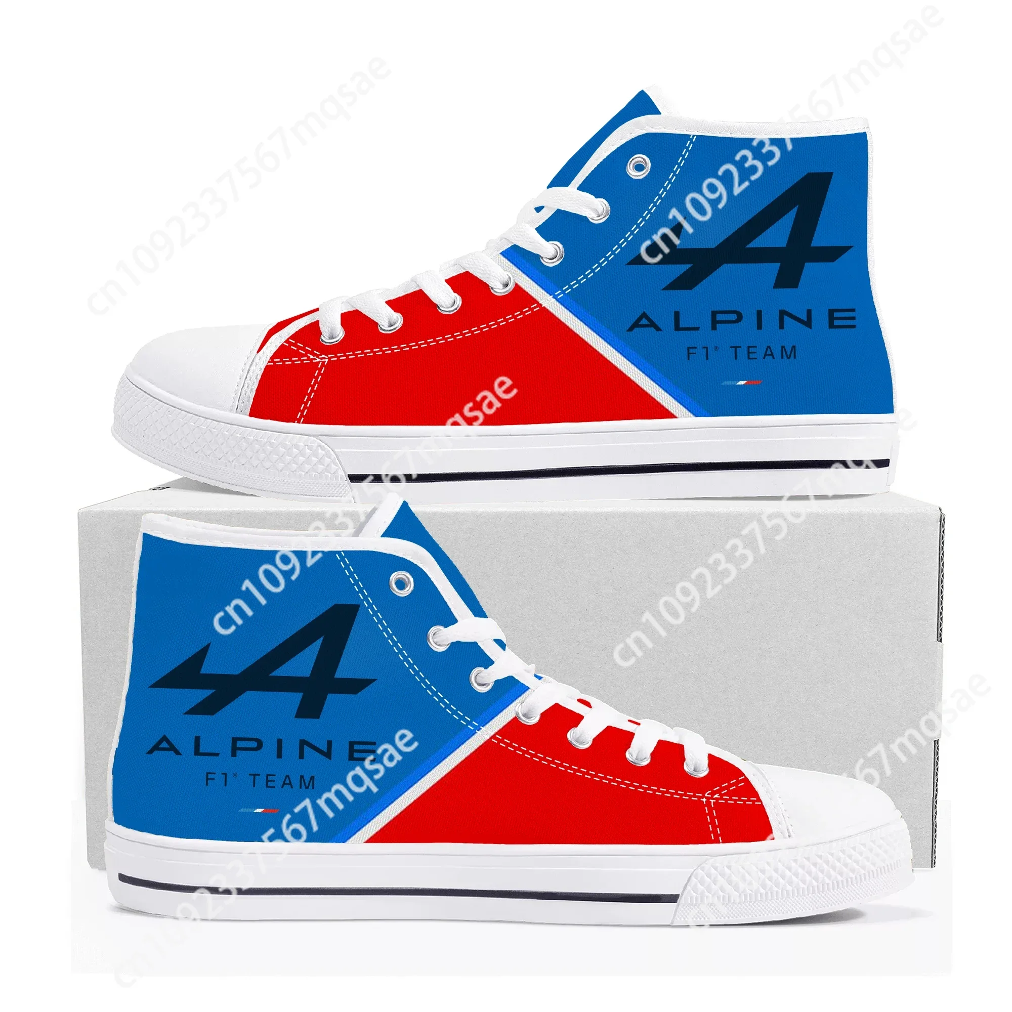 

2023 Alpine F1 High Top Sneakers Team Racing Mens Womens Teenager High Quality Canvas Shoes Casual Fashion Tailor Made Sneaker