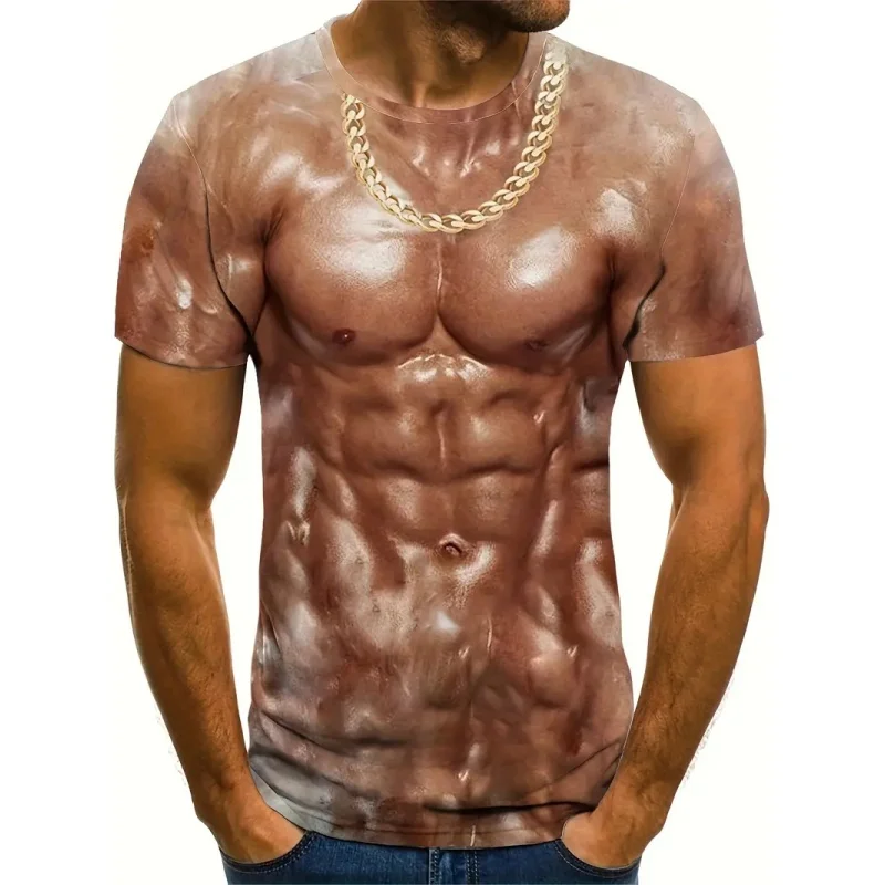 Simulated Human Body Pattern T Shirt for Men Fake Set 3D Printed Tees Summer Casual Short Sleeve O-Neck Tops Oversized  T-Shirts