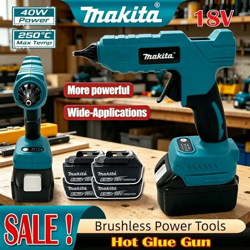 

Электрический ручной беспроводной термофен Makita для DIY-проектов, пистолет для горячей сварки, клеевой пистолет, инструмент для ремонта с защитой от ожогов, насадка для аккумулятора Makita