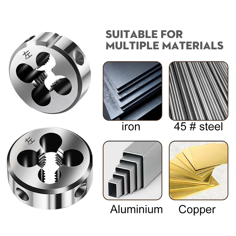XUCHUAN Linksgewindeform M3 M8 M10 M12 M14 M16 M18 M20 für Metallbearbeitung Metrische Matrize Schraube Gewinde Matrizenwerkzeug Handwerkzeug – Detail 6