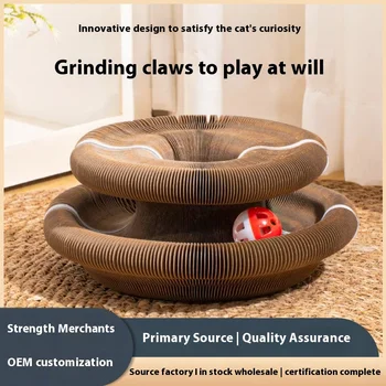 Organ kedi tırmalama tahtası, kendi kendine eğlence ve rahatlama için çanlı katlanabilir kedi oyuncağı, kedi çizilmeye dayanıklı oluklu kağıt, çizik