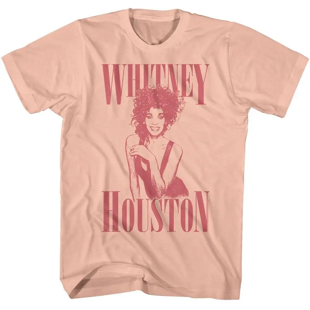 Whitney Houston Monochrome Whit Peach T Shirt