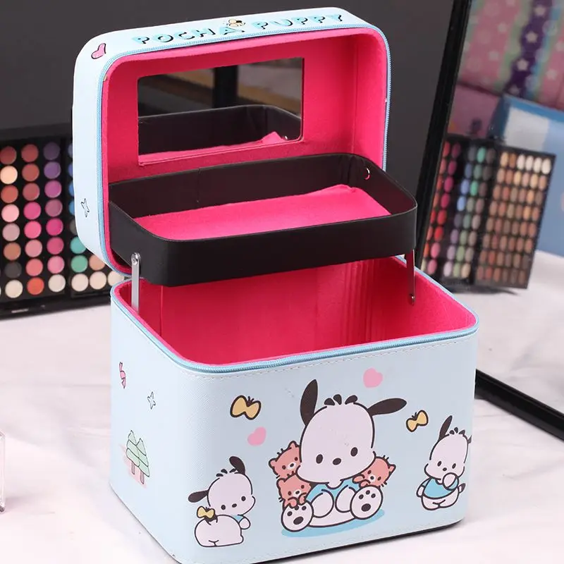 

Sanrio Kawaii My Melody Makeup Bag Kuromi Cinnamoroll Anime Cartoon Fashion Multi-function Portable Travel Suitcase Storage Box