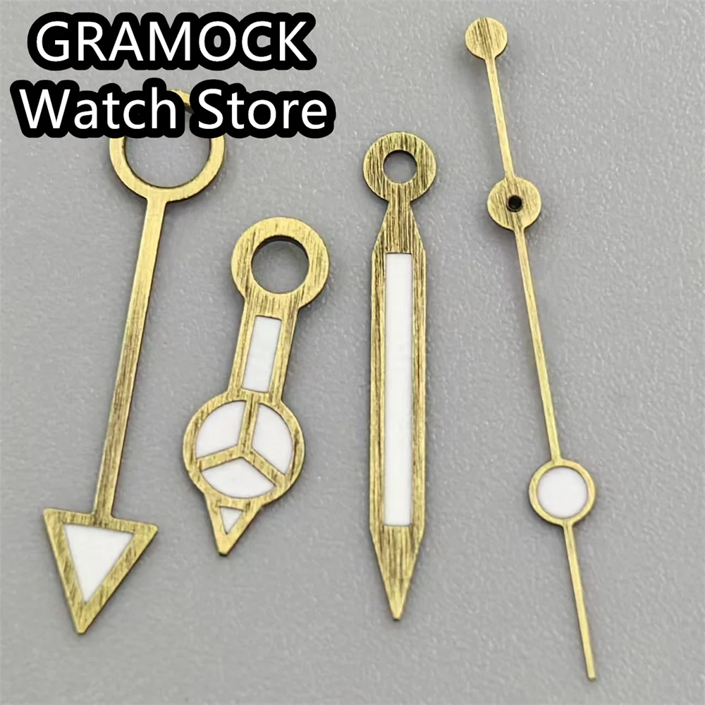 GRAMOCK Watch Hands Vintage Retro Bronze Watch Hands Green Luminous for NH34 Movement GMT Needles