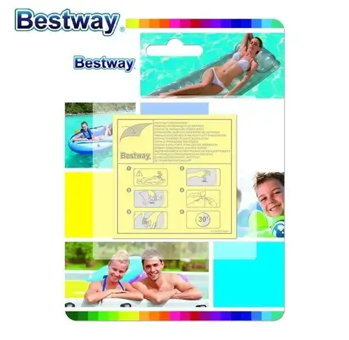 Imagen 1 del producto 62068 Bestway 10 Uds. Parche de reparación adhesivo de 2,5x2,5 pulgadas para piscina de plástico, barco inflable, estera, sofá, cama, parche resistente de 6,5x6,5 cm