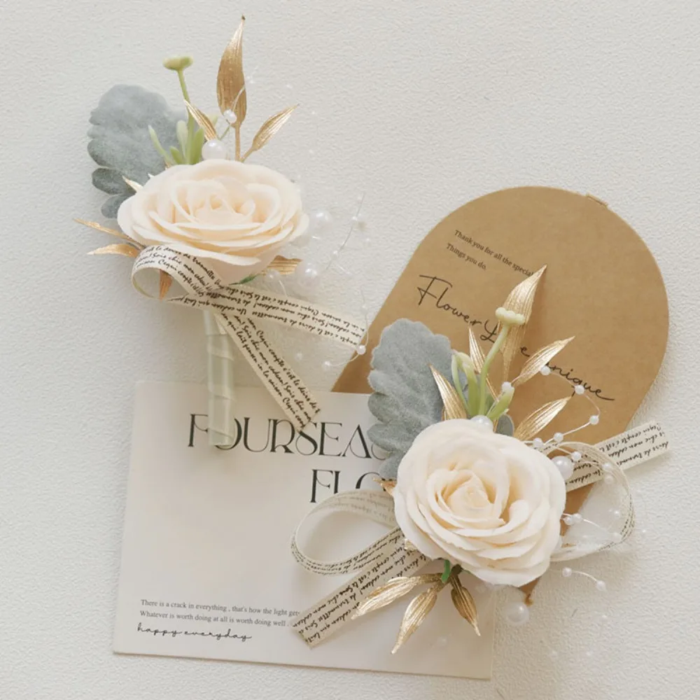 Самосвадебная петля, свадебный корсаж для выпускного вечера, искусственный цветок розы, свадебные аксессуары для выпускного вечера для украшения невесты