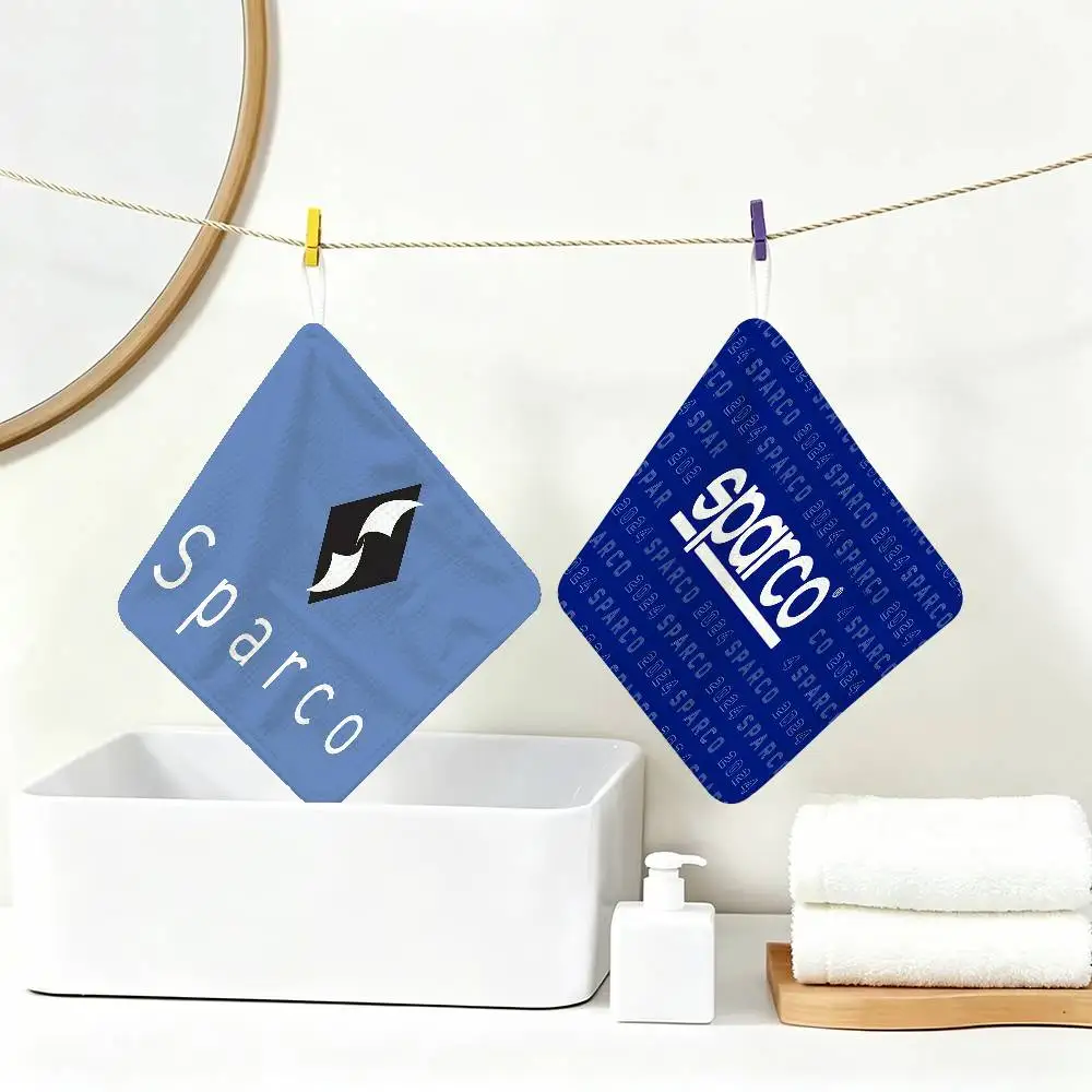 S-Sparcos Logo Polyester Cotton Daily Towel, Hanging Kitchen Hand Wiping Cloth, Durable for Whole House Use