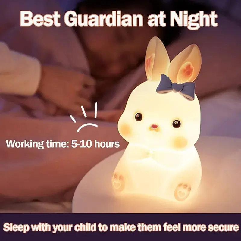 Cute Rabbit Silicone Pat Light USB Port Creative Remote Control Bedside Silicone Night Light Gifts and Toys