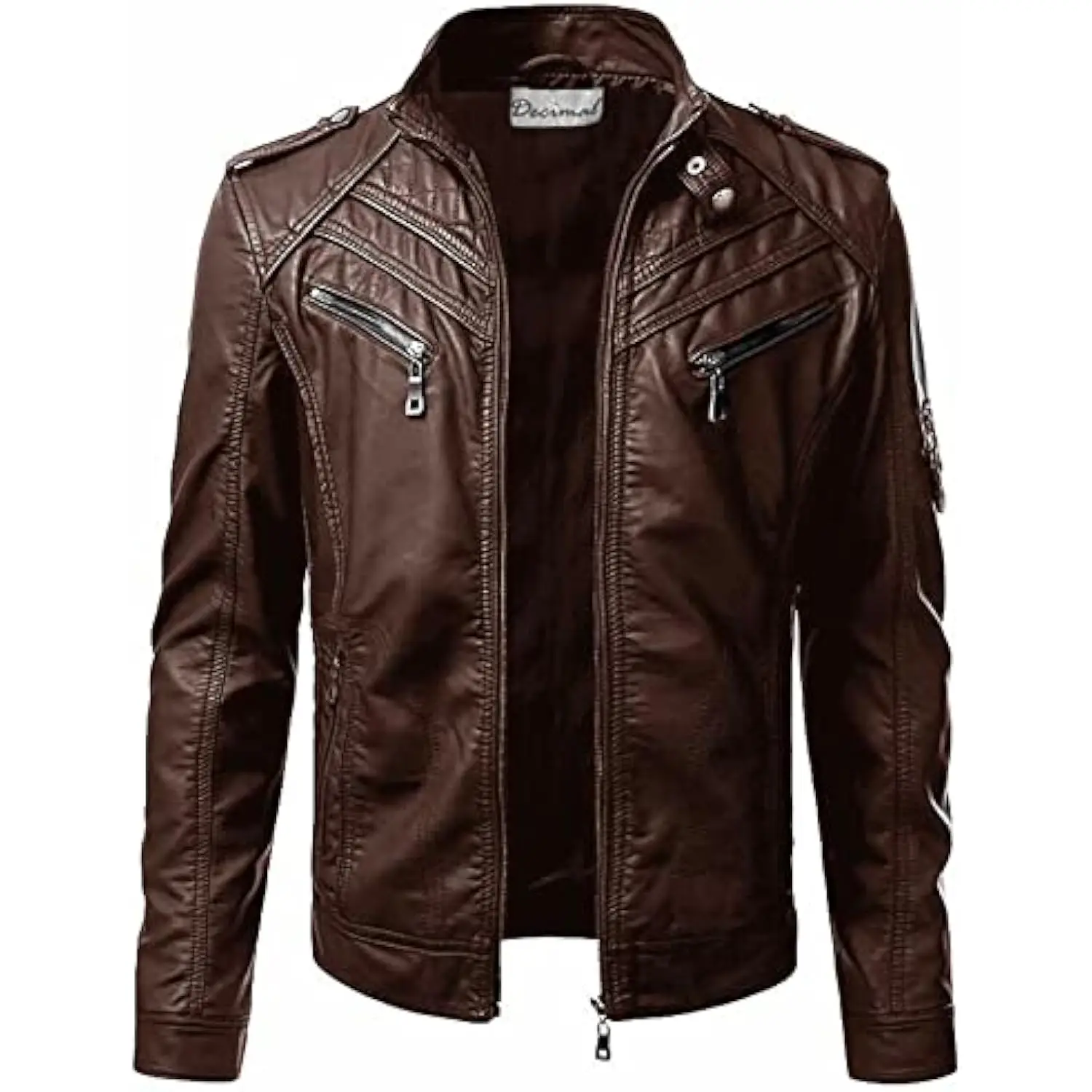 MEN Slim Fit Faux Leather Outwear Coats Man Men's Black PU Leather Biker Classics Jacket VINTAGE