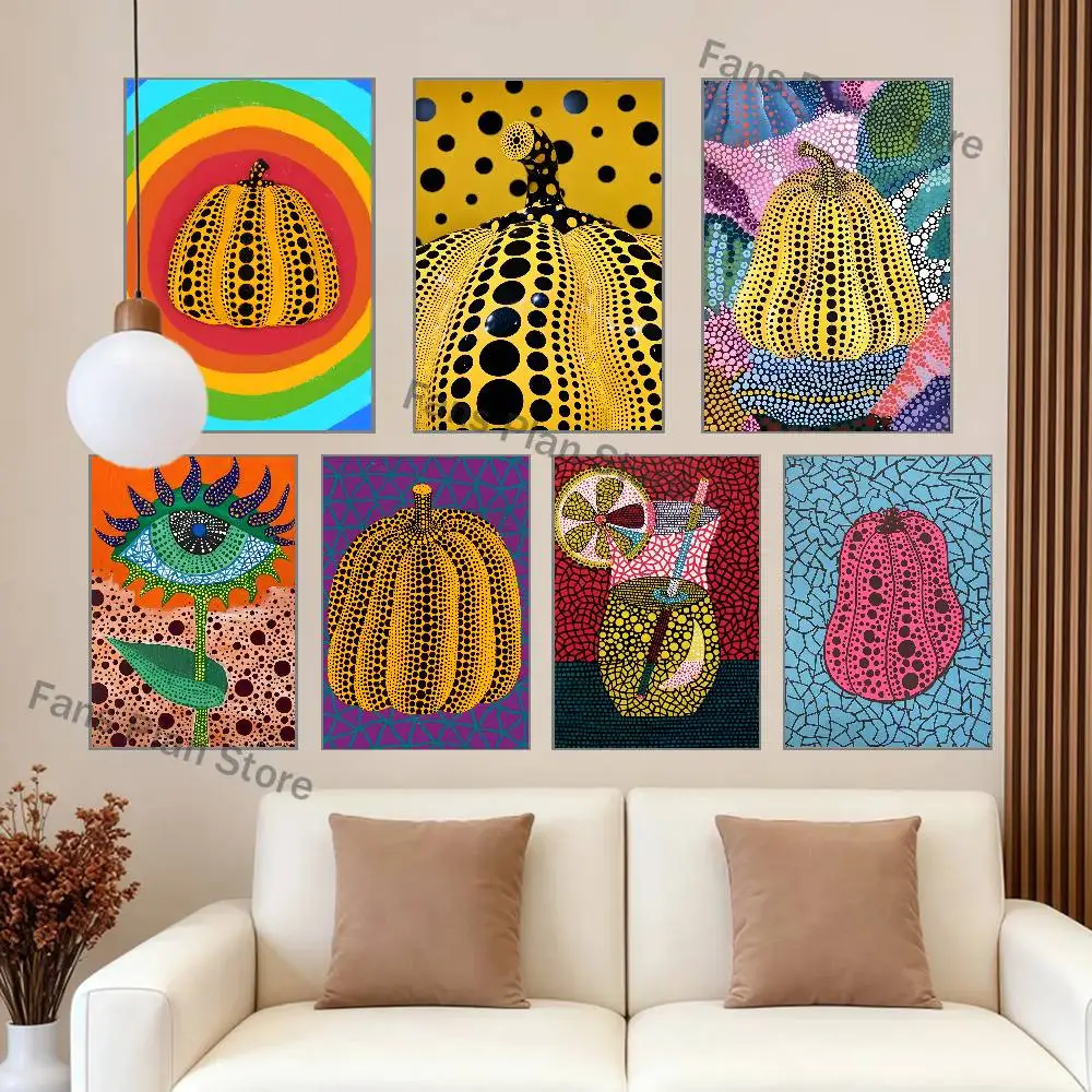 Y-Yayoi K-Kusama Pumpkin Poster Multi-Purpose Wall Art for Living Room Bedroom Office Hallway Bar Home Decor Gift