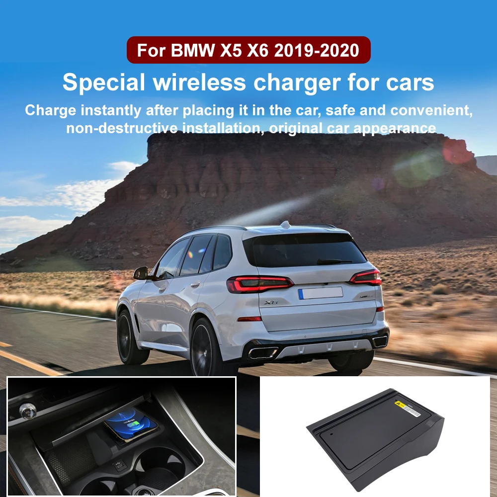 15w Car Wireless Charger For BMW X5 X6 G05 G06 2019-2020 Car Wireless Charger Phone Holder Charging Fast Charge Accessories