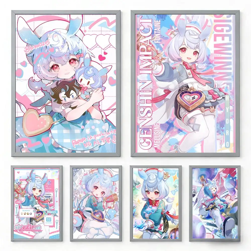 Genshin Fanart Sigewinne Design Poster Easy Apply & Remove |