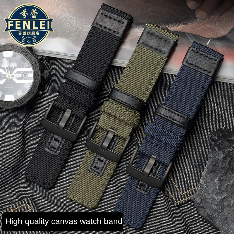 For Casio Nylon Watch Strap PRG-600YB PRG-650 PRW-6600 GA2000 series mountaineering Leather Canvas Watch Band accessories 24MM