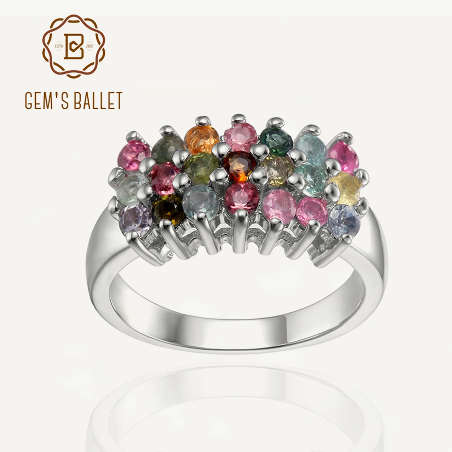 GEM'S BALLET 2021 NEW Natural Tourmaline Engagement&Wedding Ring For Women Jewelry 925 Sterling Silver Gemstone Band Rings