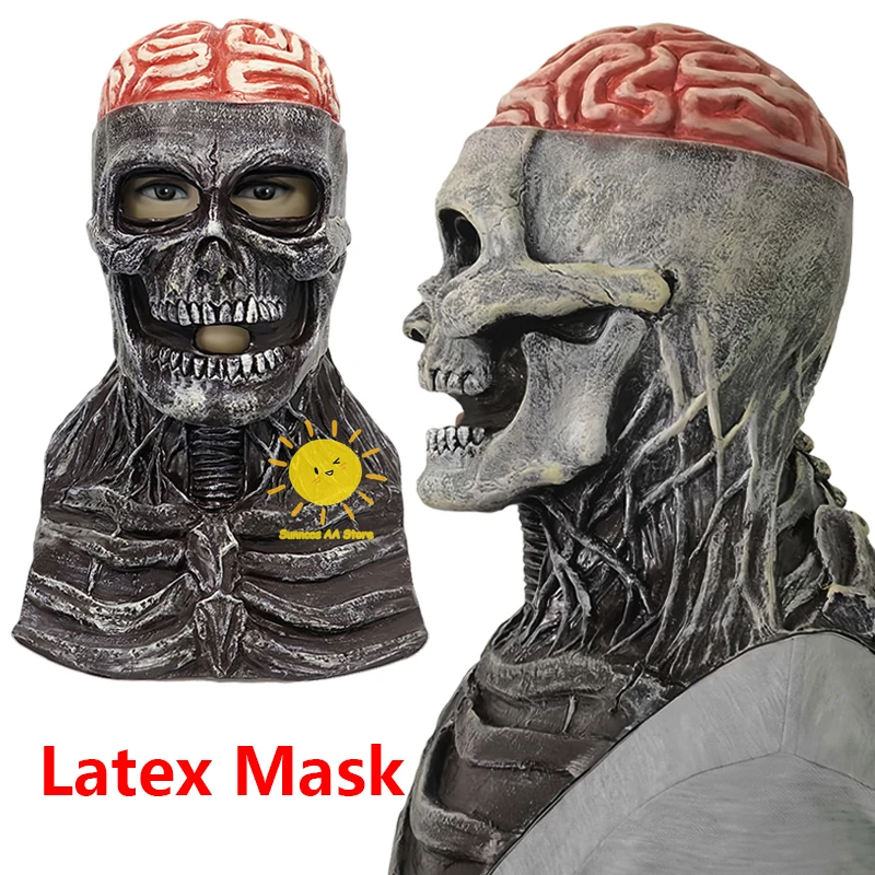 Máscara facial de látex con cabeza de Halloween, suministros de calavera para fiesta de carnaval, accesorios de Cosplay de terror, máscara simulada, fiesta de Halloween, Cos Unisex