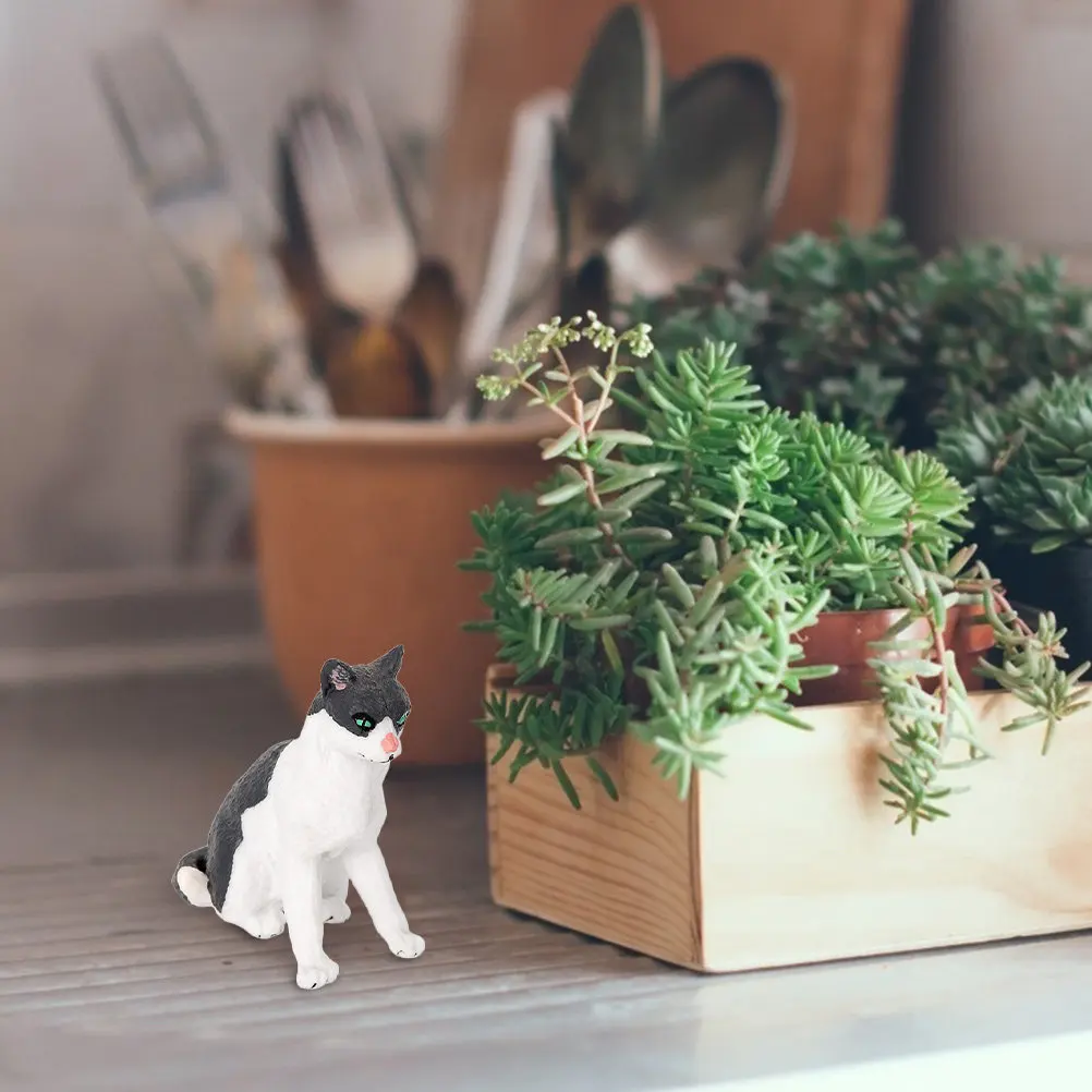 

Милая пластиковая фигурка кошки: креативное настольное украшение, реалистичная модель животного для домашнего декора, имитация кошки