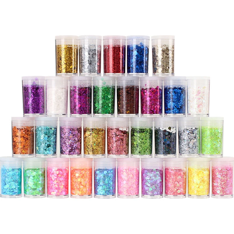 56 Colors Chunky and Fine Glitter Sequins Powder Flakes Face Body Eye Hair Nail Art Resin Tumbler Loose Glitter