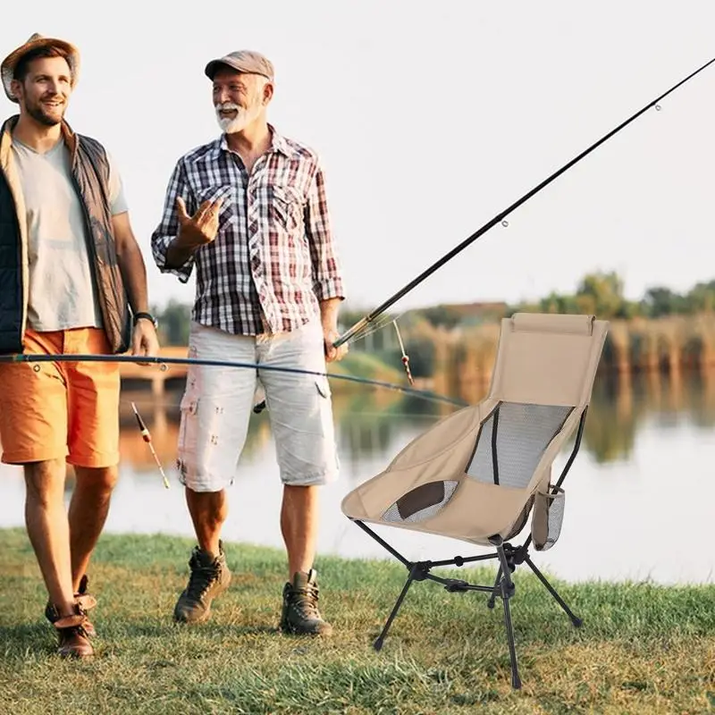

Outdoor Folding Chairs Outdoor Garden Moon Chair Foldable Ultra Light Compact Heightened Seat With Head Support For Fishing