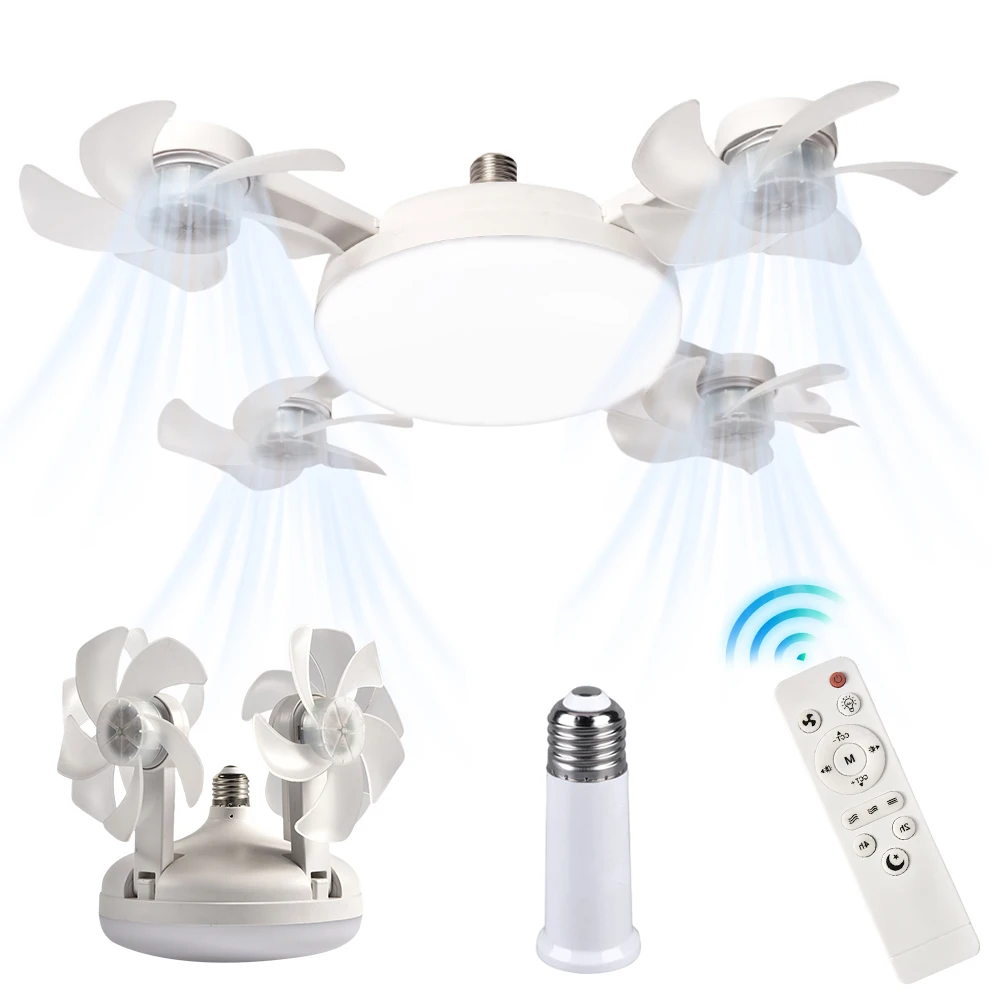 2-in-1-Hängeventilator mit LED-Laterne, E27, elektrischer kabelloser Ventilator, universeller dimmbarer Drohnenventilator für Esszimmer, Schlafzimmer, Wohnzimmer