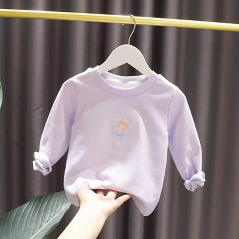 

Girl clothes Spring Clothing Girls' Cotton Long Sleeve Base Shirt for Girl Versatile Small Fresh Cotton T-shirt for Baby Girls