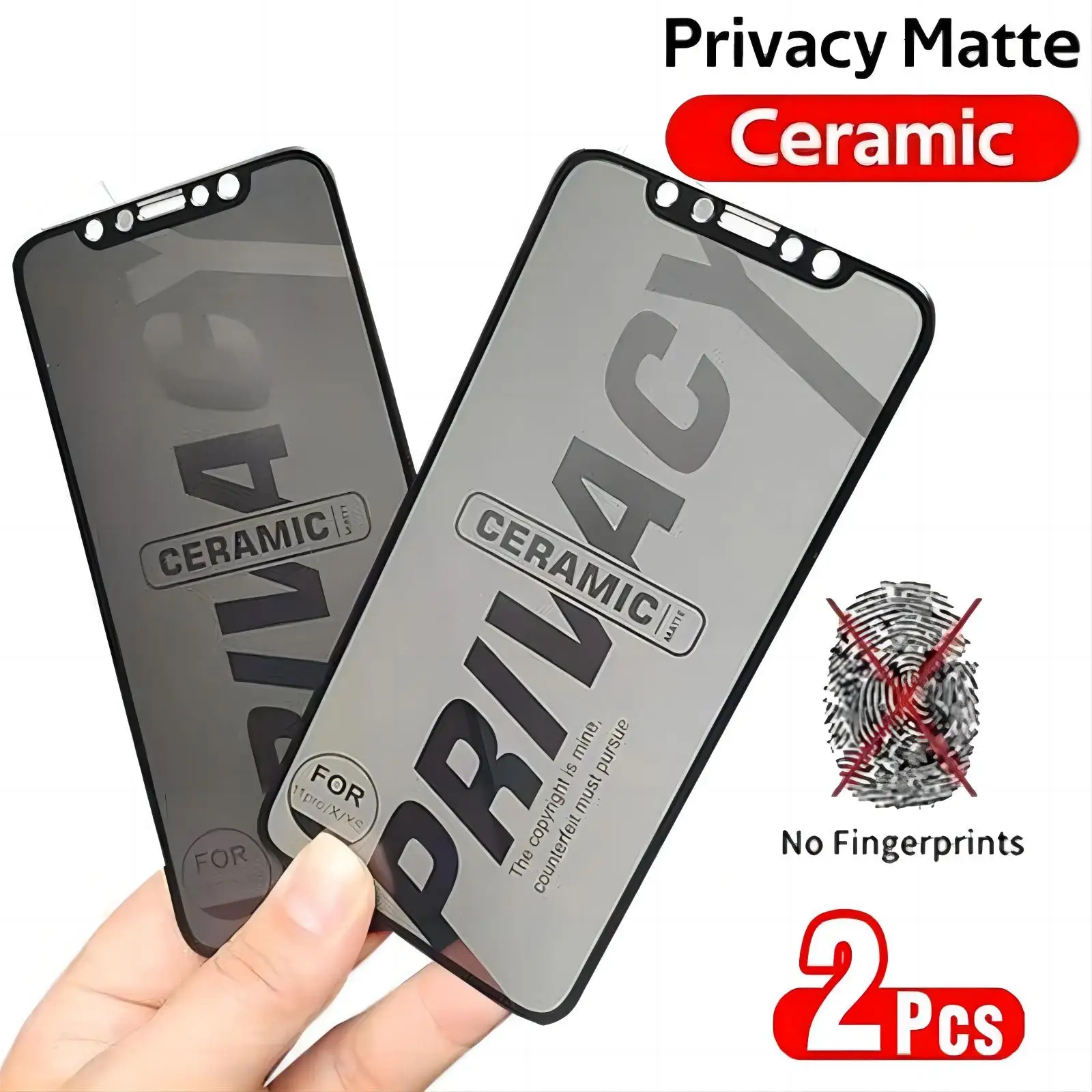 2PCS Privacy Matte Ceramic Film For iPhone 16 15 14 13 11 12 Pro Max Mini XS X XR 6 8 7 Plus Anti Spy Screen Protector Not Glass