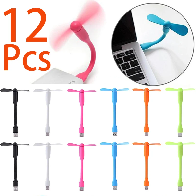 12Pcs Flexible Summer Portable USB Mini Fan USB Gadget Fan