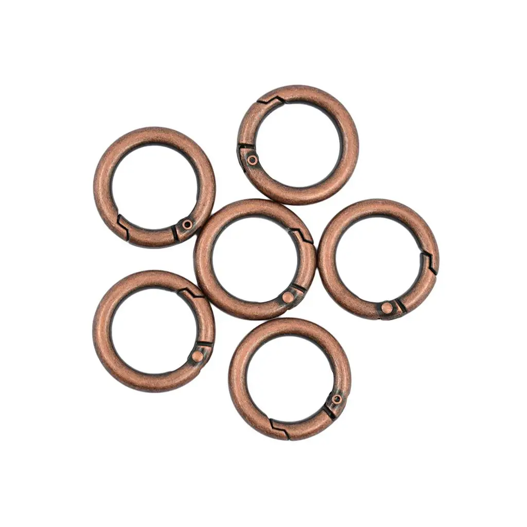 6x Rose Gold Alloy Round Spring Snap Hooks Clip Handbag Purse Shoulder Strap