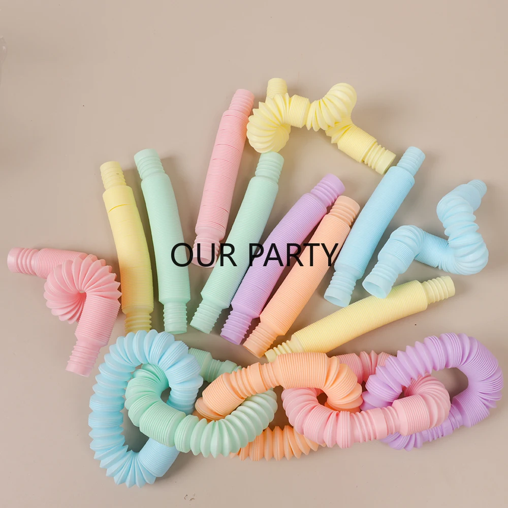 10Pcs Macaron Color Pop Tubes Pipe Fidget Sensory Antistress Toys for Kids Adults Birthday Party Favors Pinata Filler Goodie Bag