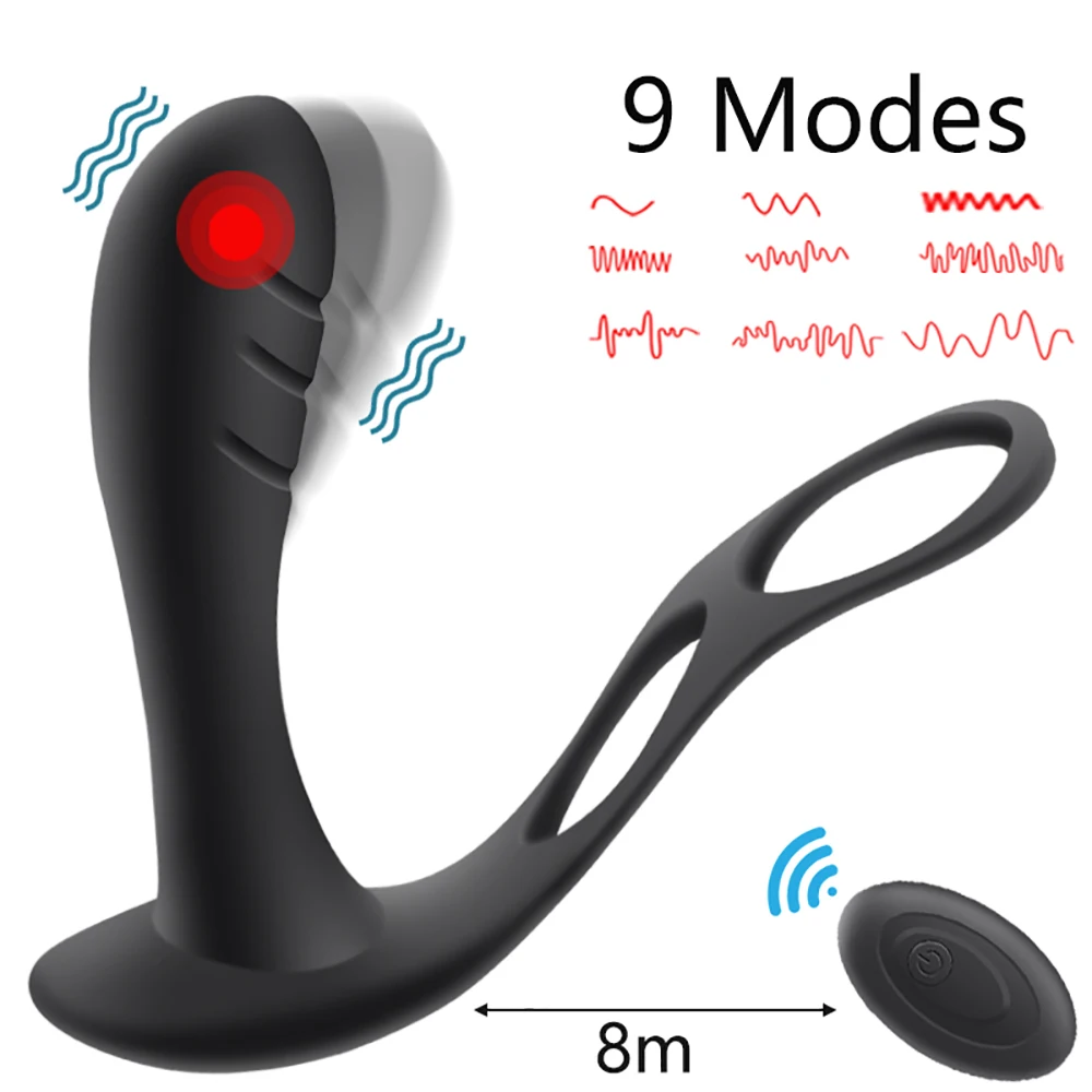 Wireless Vibrator Anal Plug Prostate Massage Penis Ring Delay Sex Toys for Men Buttplug Silicone Rechargeable 10 Vibration Modes