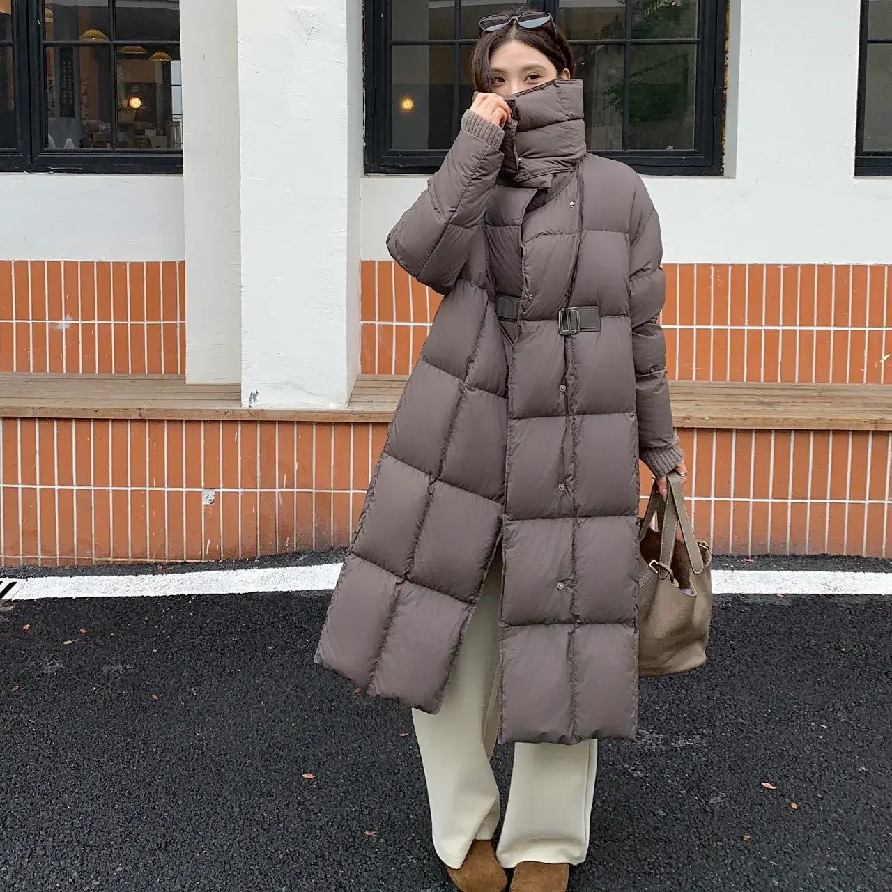 2025 Winter New Women's Down Jacket Loose Commuter High Neck Warm Goose Jacket