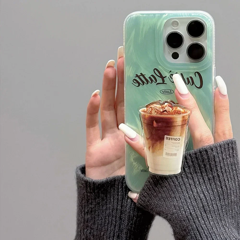 

Korean Coffee Latte Grip Holder Grip Holder Phone Stand Foldable Stand Supports IPhone 17 Samsung S25 Universal Accessory Stand