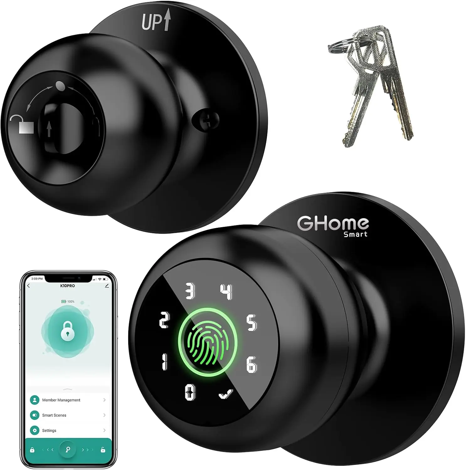

Smart Fingerprint Door Lock with Keypad, App Control, Auto-Lock for Home Office Security