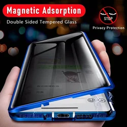 Custodia in metallo magnetico Anti-Peeping per Samsung Galaxy S21 S22 S23 FE S24 Plus UItra Note20 UItra Cover Privacy in vetro a doppia faccia