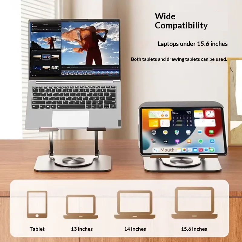 Lenovo ERAZER W3 360°Rotatable Foldable Laptop Stand,Dual‑Axis Stepless Riser,Hollow Cooling Bracket,Silicone Anti‑Slip Pad