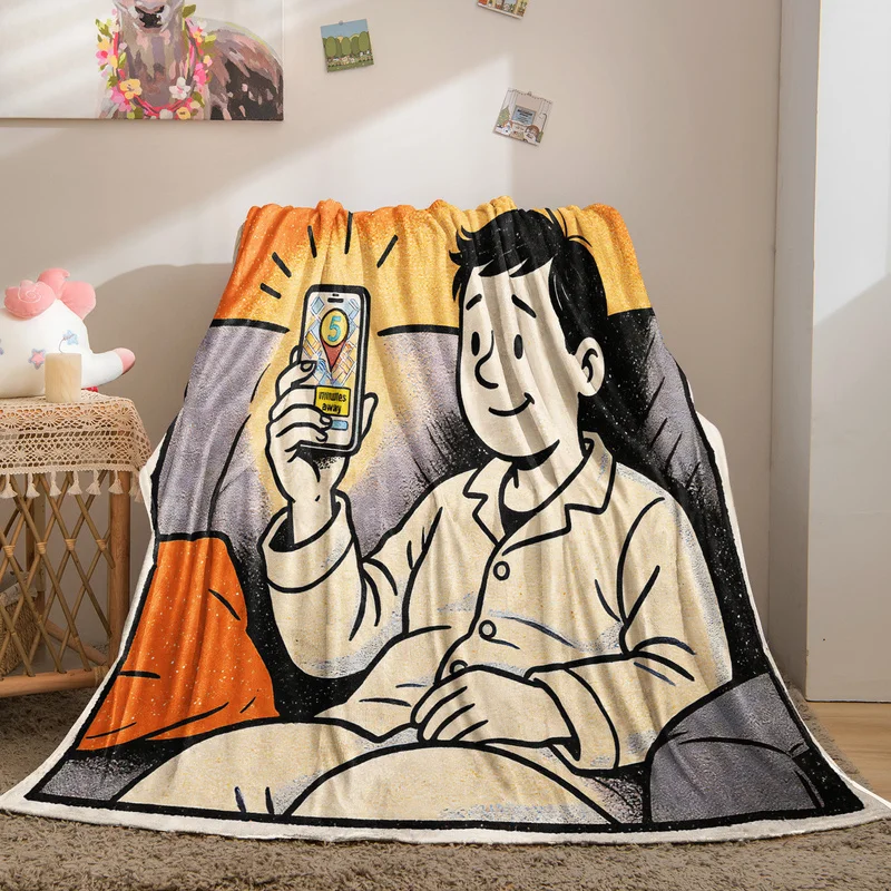 Fashion NowBoarding Flannel Blanket Casual Pajama People Sofa Print Throw Blanket Cartoon Warm Soft Blankets Sofa Bed Decor Gift