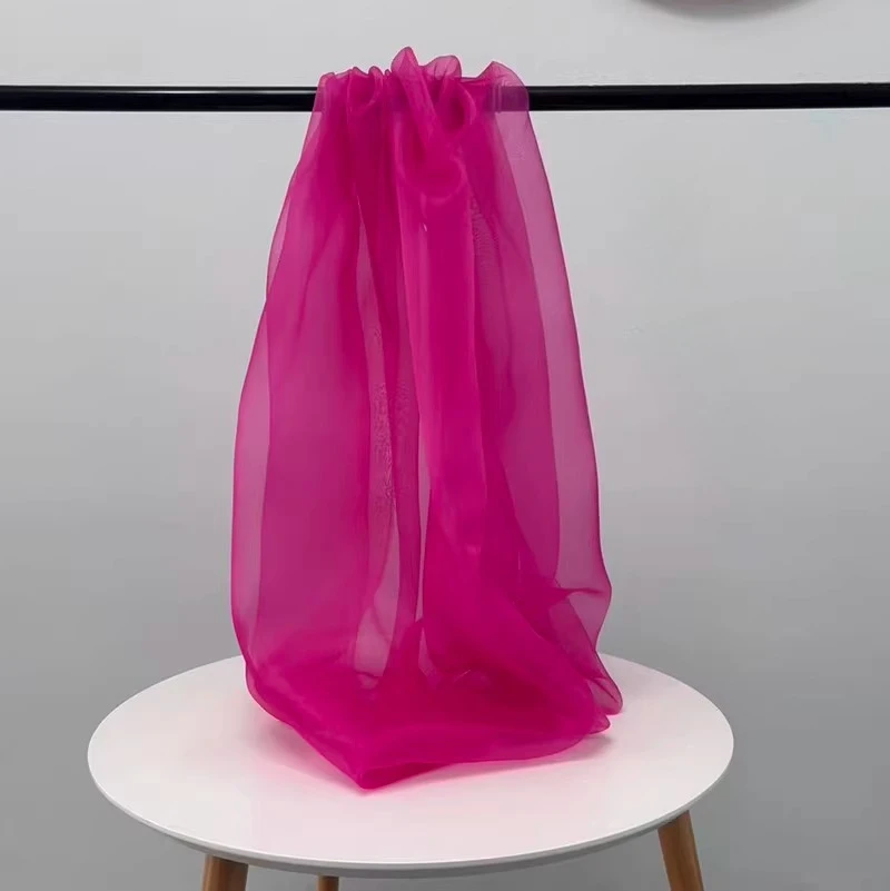 5 m/Lot Organza-Stoff mit hoher Dichte für Hochzeitskleider, Seidenimitat-Stoff, DIY handgefertigte Accessoires, transparentes Garn – Detail 8