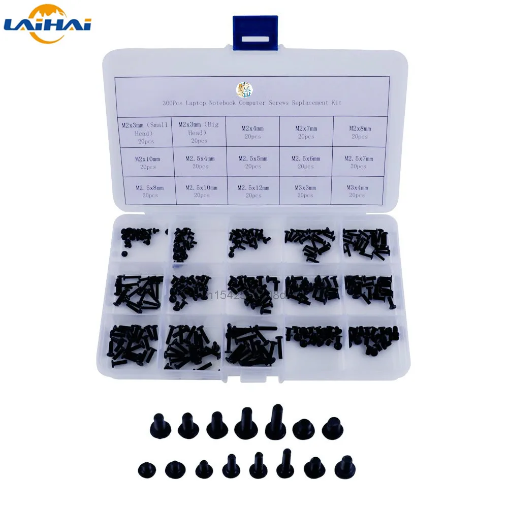 300pcs M2,M2.5,M3 Laptop Notebook Computer Screws Replacement Kit For Hp Ibm Dell Sony Acer Asus Lenovo Toshiba Gateway Samsung