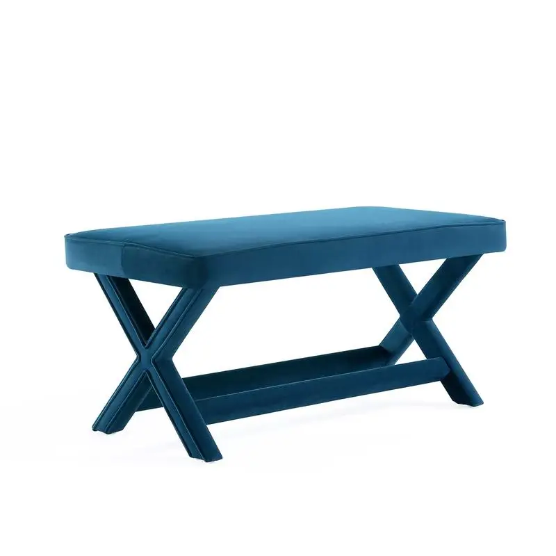 

Mid-Century Modern Velvet Upholstered Bench in Blue - Stylish and Comfortable Seating Solution for Home Decor