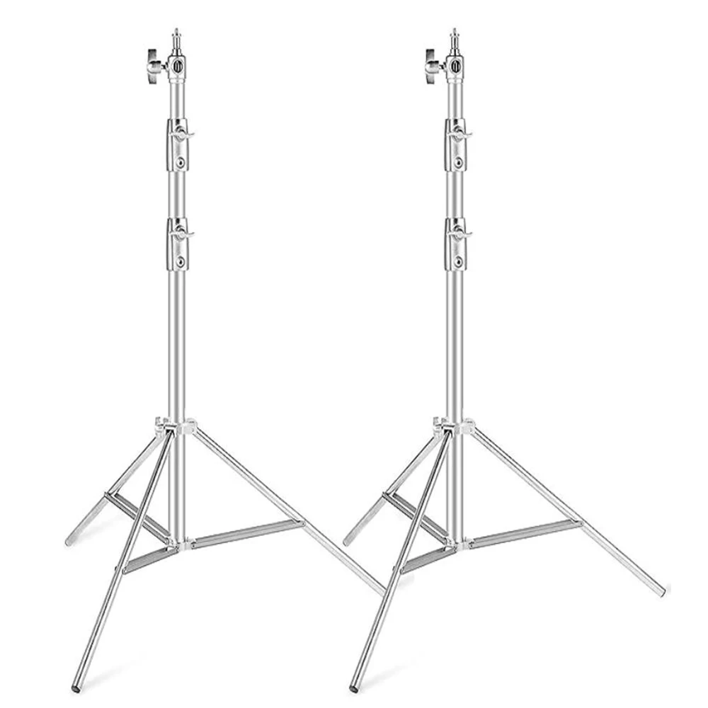 1-2PCS 2.8M Stainless Steel Light Stand 1/4  3/8 Universal Adapter 110 inches/280 centimeters Foldable Support Stand