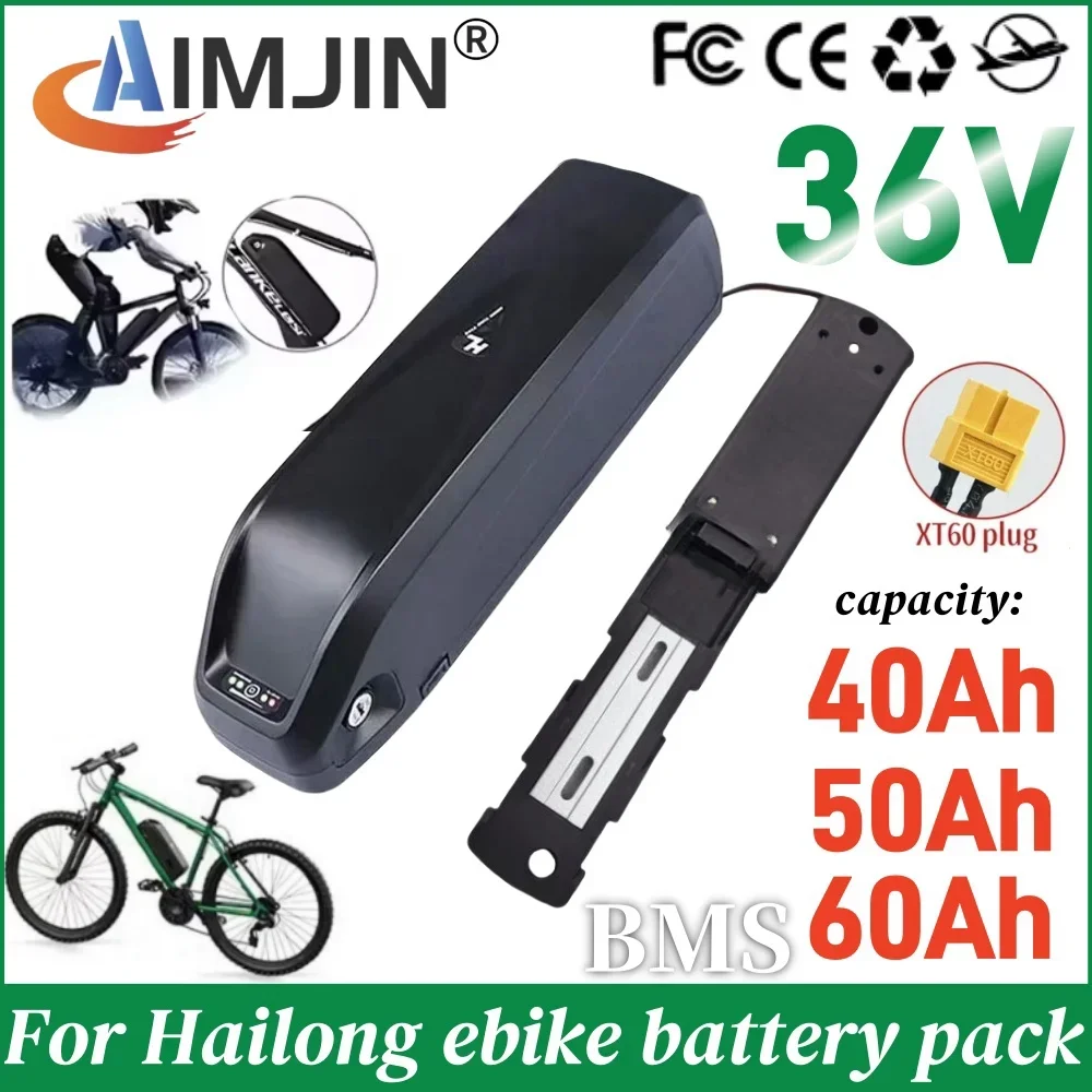 100% New For Hailong 36V 40Ah 50Ah 60Ah Battery for 250W~1500W Motorcycle/bicycle Waterproof Lithium Battery + Charger