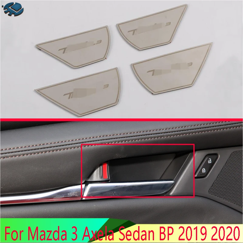 

For Mazda 3 Axela Sedan BP 2019 2020 Stainless Steel Inner Door Handle Cover Catch Bowl Trim Insert Bezel Frame Garnish