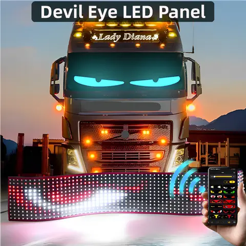 APP Remote Control Truck Car Devil Eye LED Pixel Panel Light Multi-Functional Decorative Lights For Board Windshield 12V 24V