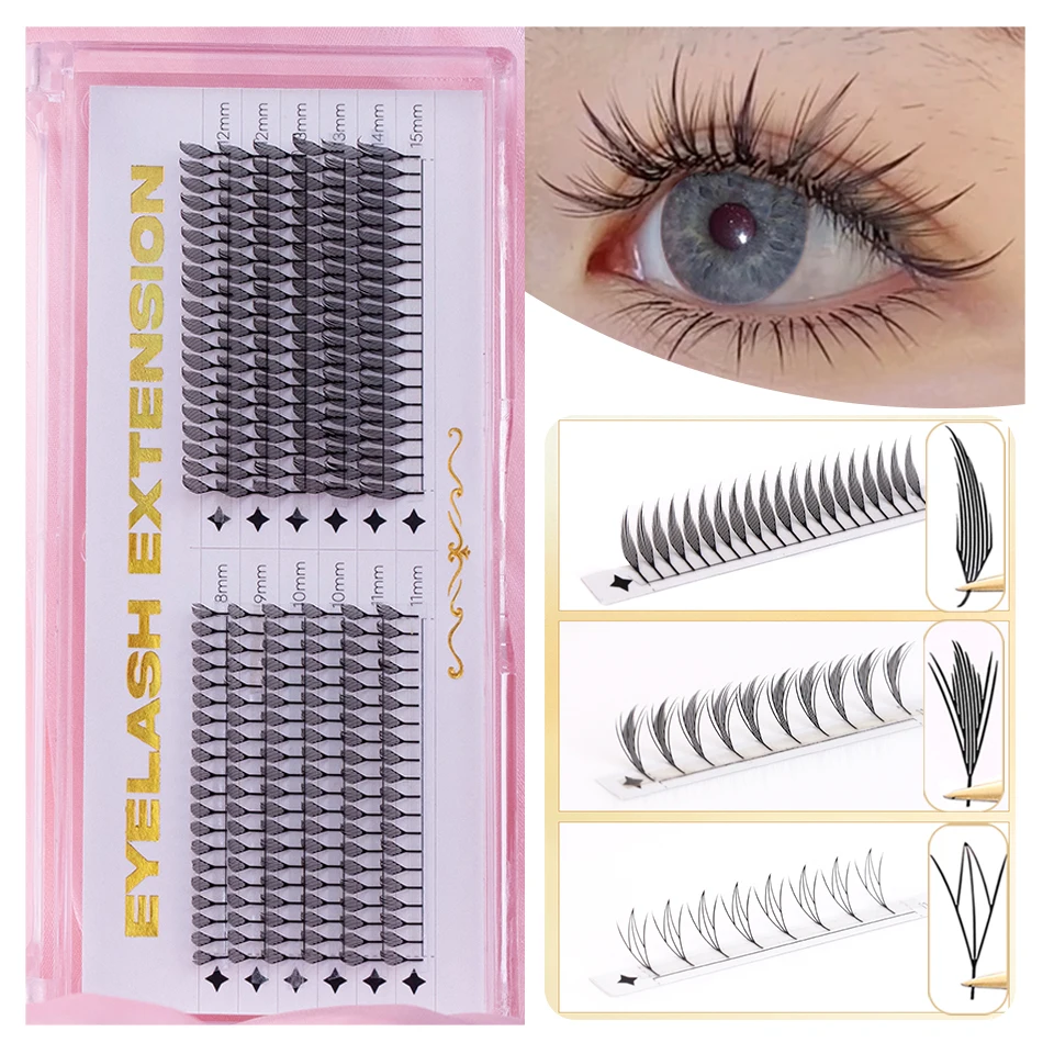 

AGUUD 3D Effect Anime Cluster Lash Comic Spire Pteris Feather Shape Eyelash Auto Flowering Premade Volume Fan Elf Lash Extension